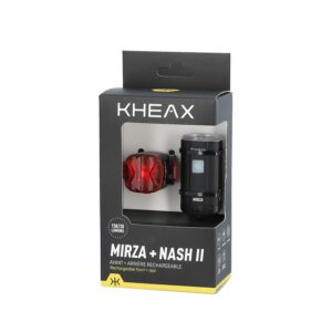 ECLAIRAGE VELO AV+AR RECHARG. USB-C KHEAX MIRZA / NASH II 150 / 20L FIXATION CINTRE LED